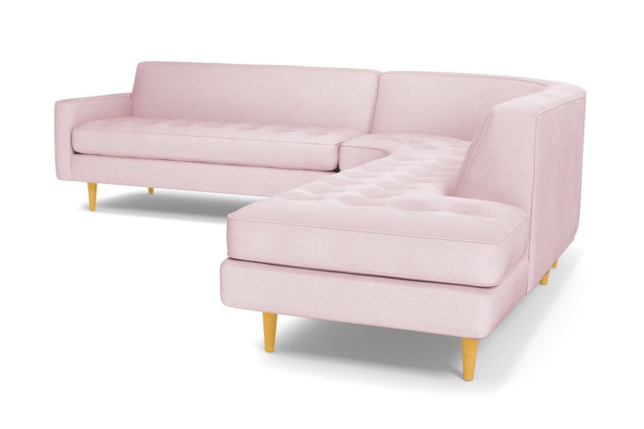 Monroe 3pc Velvet Sectional Sofa :: Leg Finish: Natural / Configuration: RAF - Chaise on the Right